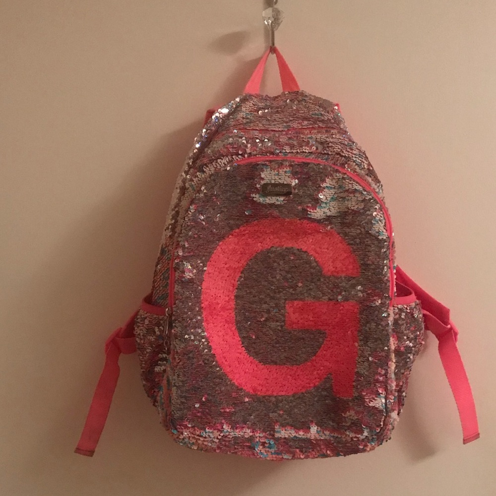 Justice Backpack letter “G” sequin